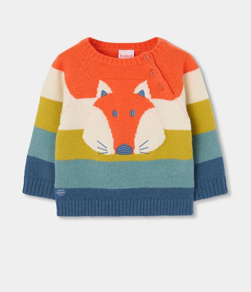 Boys Striped Fox Jumper| 524113, Size: 2Y