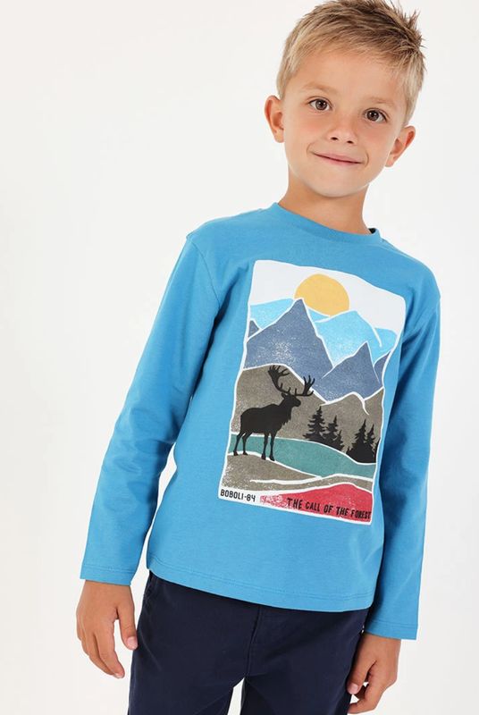 Boys Blue Deer Print Knitted Top | 544115