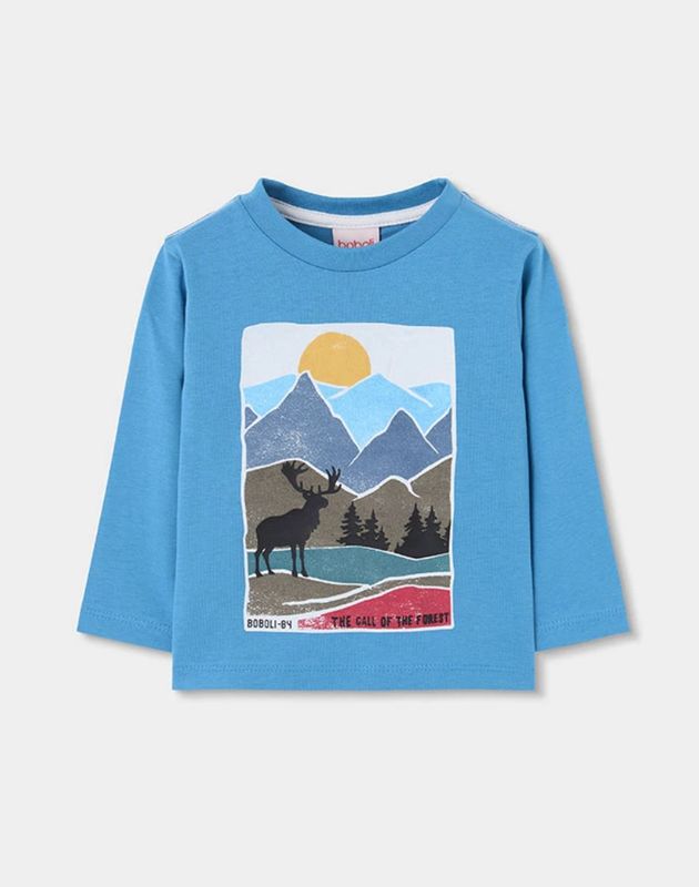 Boys Blue Deer Print Knitted Top | 544115