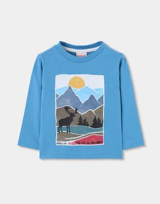 Boys Blue Deer Print Knitted Top | 544115