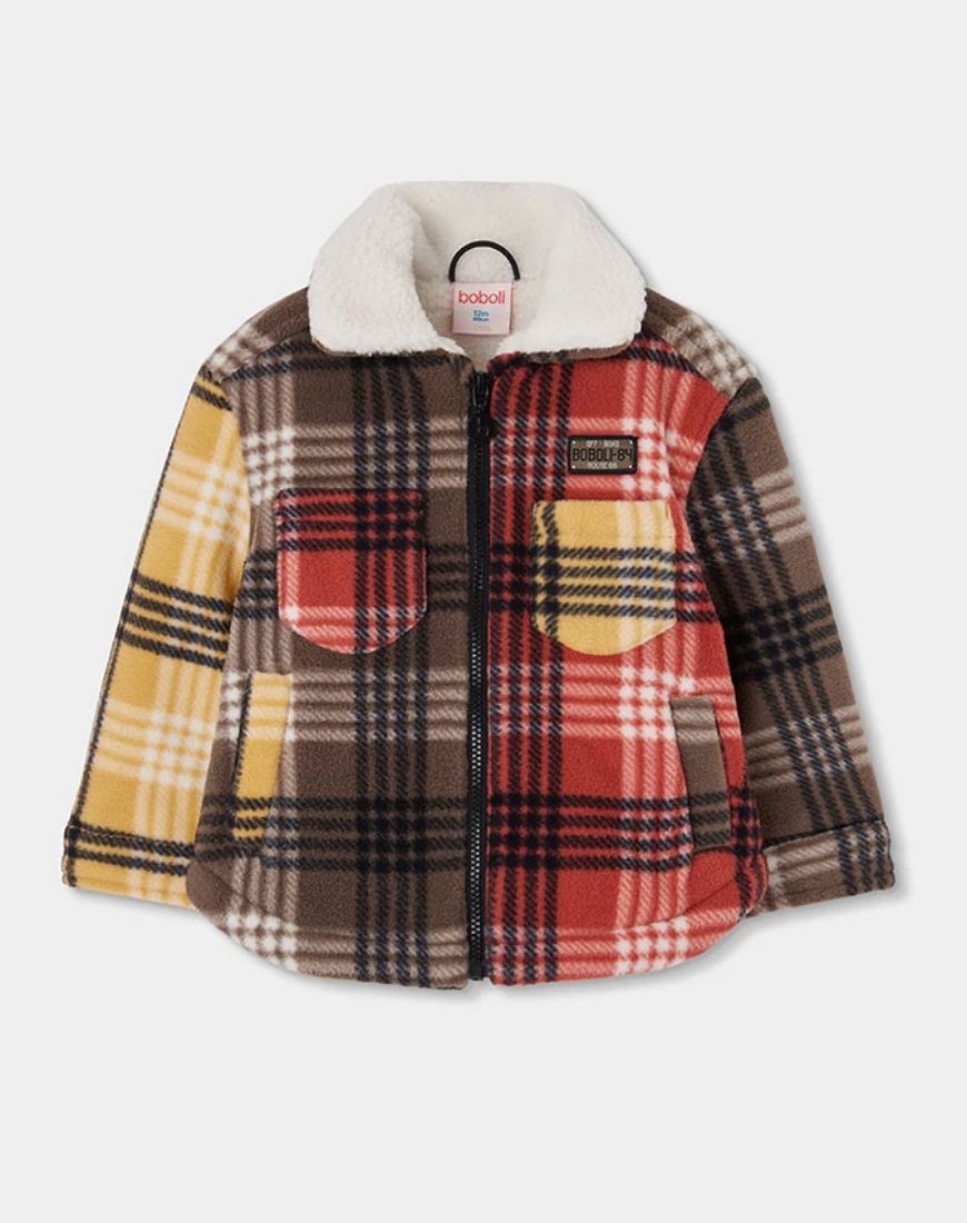 Boys Orange Check Polar Overshirt | 544137, Size: 2Y