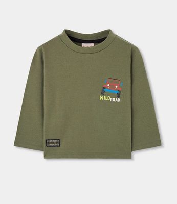 Boys Green 4x4 Print Knitted Top| 544126