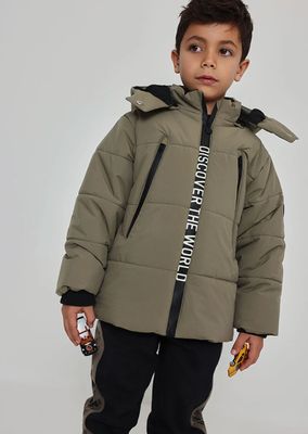 Boys Green Technical Parka with Hood | 544171