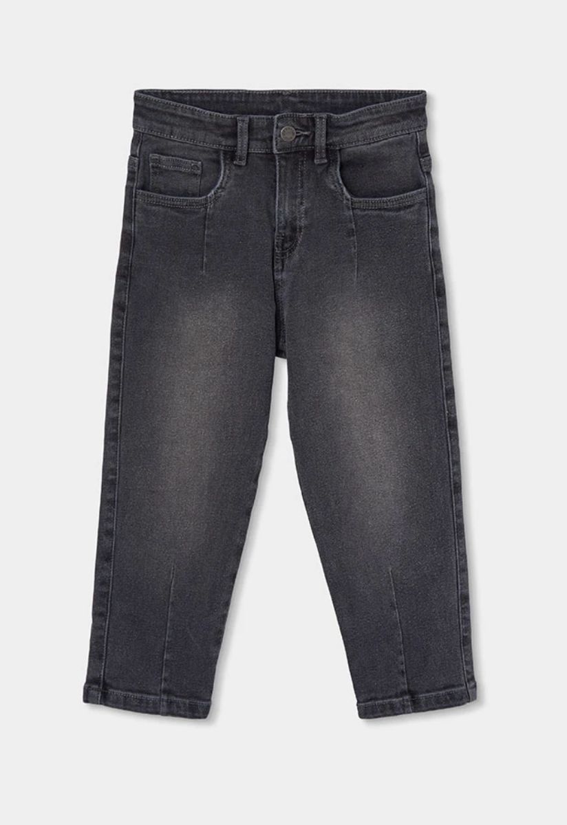 Boys Grey Elastic Denim Trousers |624013, Size: 6Y