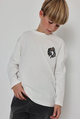 Boys White Printed Big Apple Knitted Top | 624002