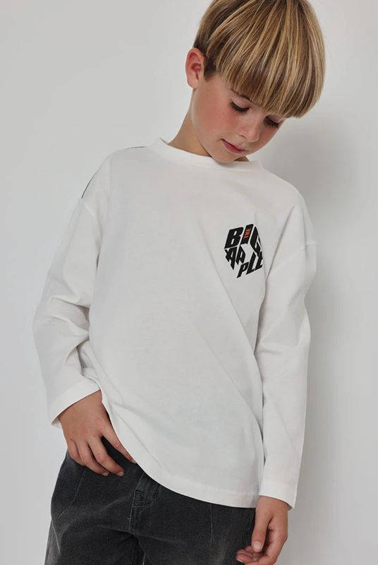 Boys White Printed Big Apple Knitted Top | 624002