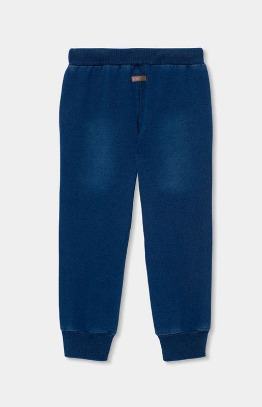 Boys Dark Blue Denim Fleece Joggers | 690038