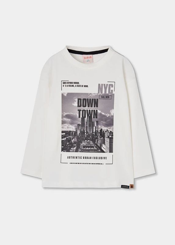 Boys White NYC City Print Knitted Top | 624035