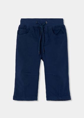 Boys Lined Navy Blue Drawstring  Trousers | 694065