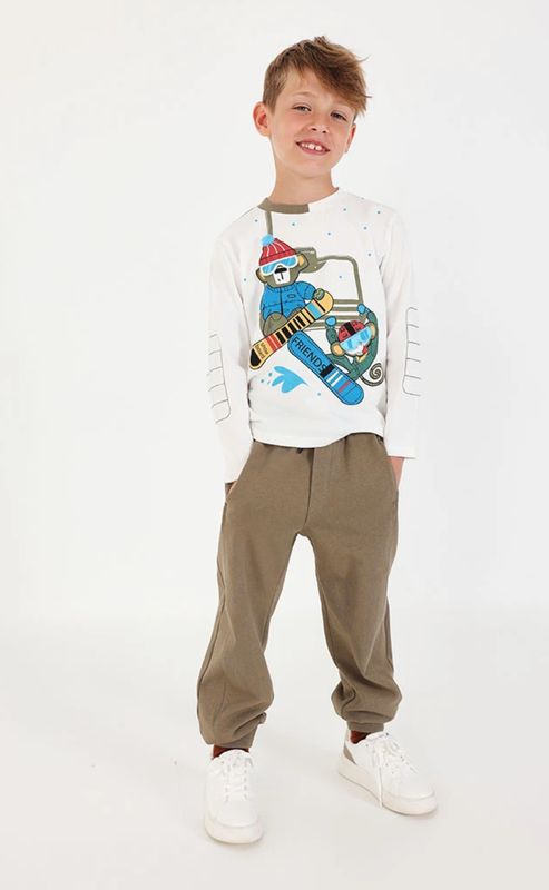 Boys Khaki Green Fleece Joggers | 694087