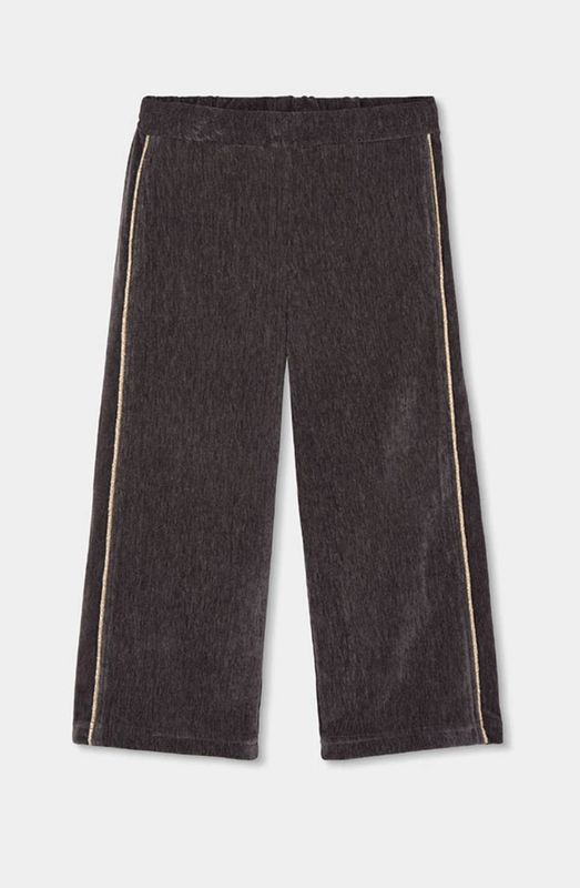 Girls Brown Velvet Trousers with Side Stripe | 784010