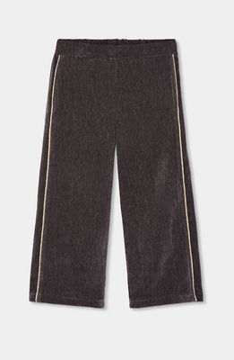 Girls Brown Velvet Trousers with Side Stripe | 784010
