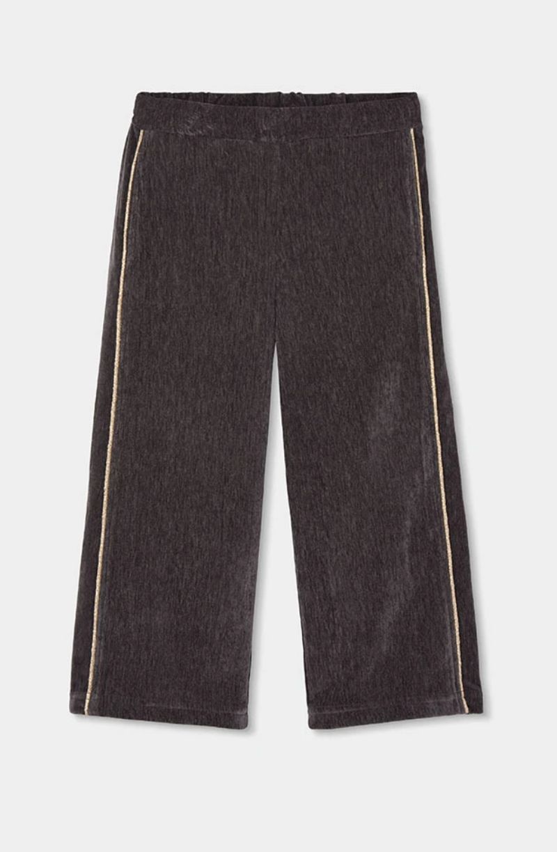 Girls Brown Velvet Trousers with Side Stripe | 784010, Size: 6Y