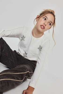 Girls White Knitted Top with Stars | 784021