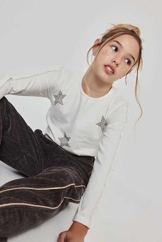 Girls White Knitted Top with Stars | 784021