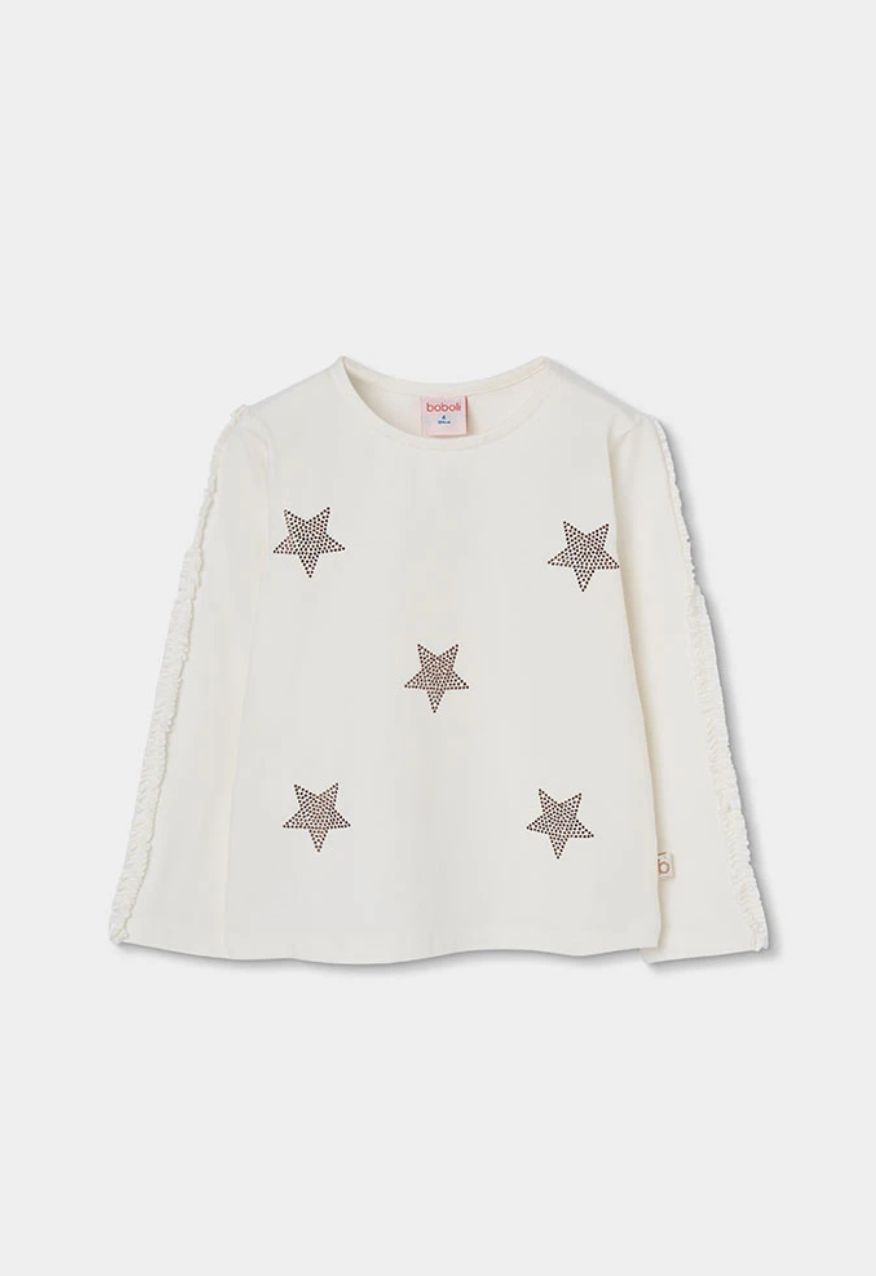 Girls White Knitted Top with Stars | 784021, Size: 6Y