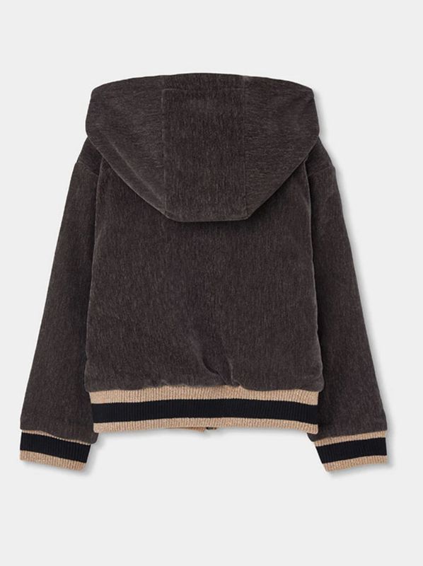 Girls Brown Hooded Velvet Jacket | 784144