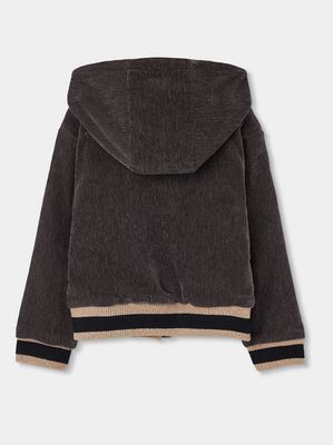Girls Brown Hooded Velvet Jacket | 784144