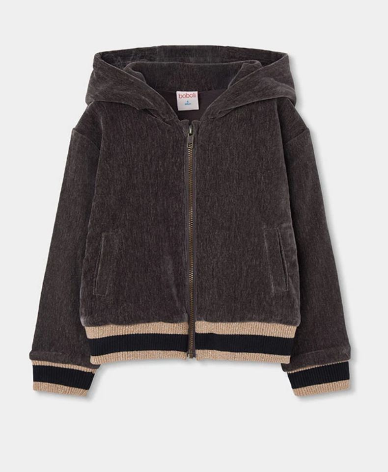 Girls Brown Hooded Velvet Jacket | 784144, Size: 6Y