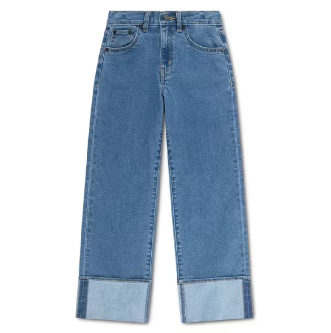 Kids Wide Leg Roll Up Cuff Jeans 3ER361-MDR, Colour: Hold My Purse, Size: 4Y