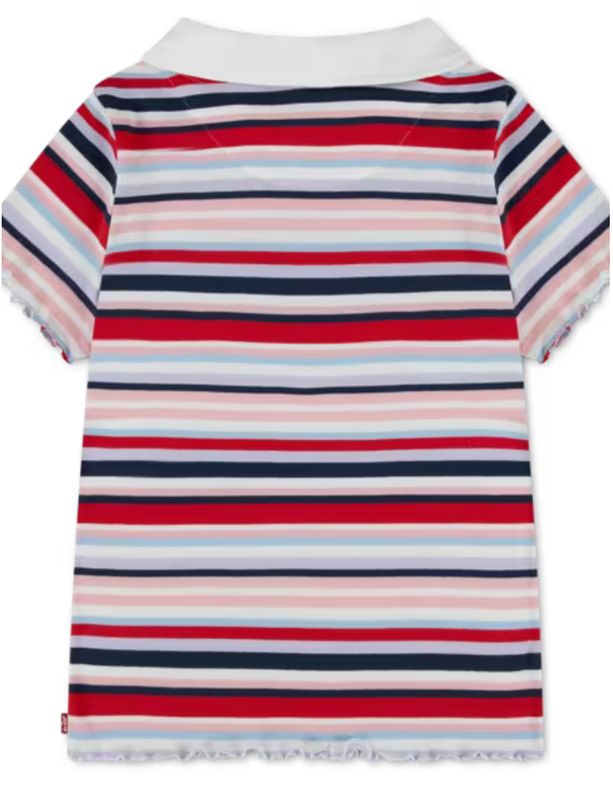 Kids Ribbed Knit Striped Polo Top 3ER383-W0E