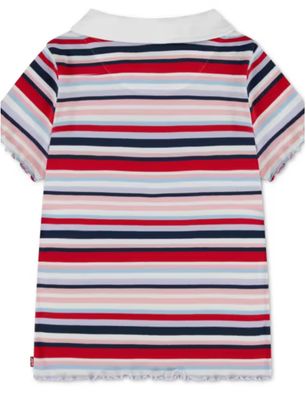 Kids Ribbed Knit Striped Polo Top 3ER383-W0E