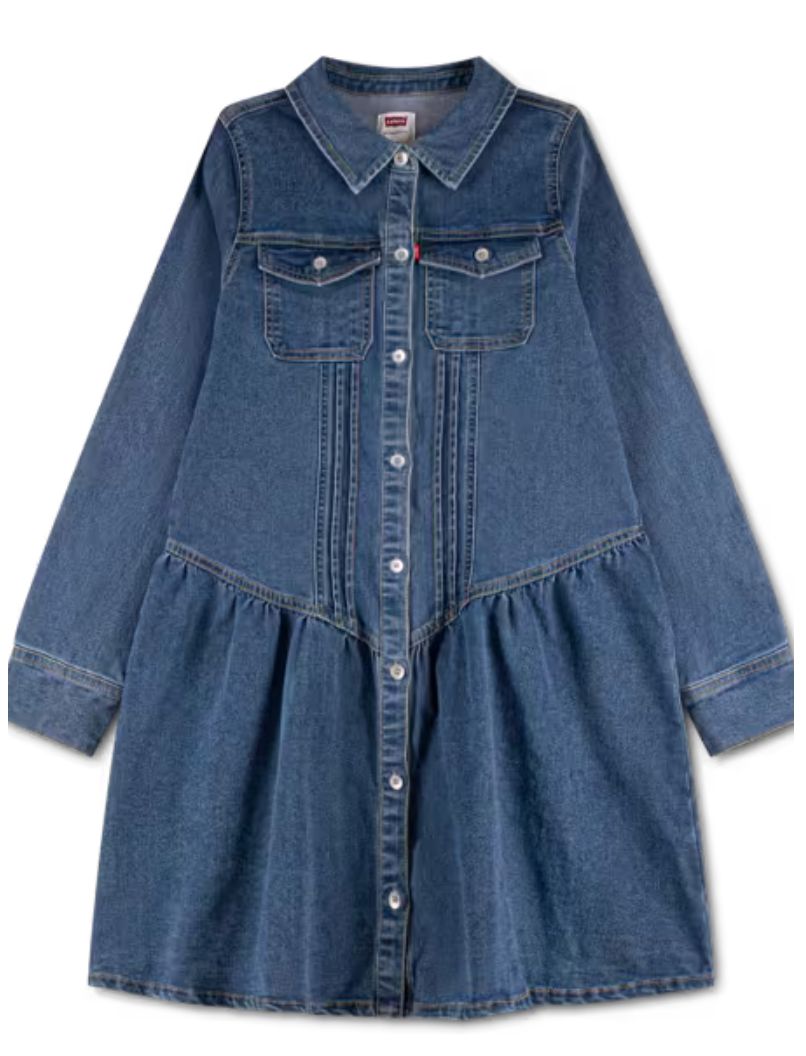 Kids Long Sleeve Drop Waist Dress 3ER790-MFM, Colour: Lasso, Size: 4Y