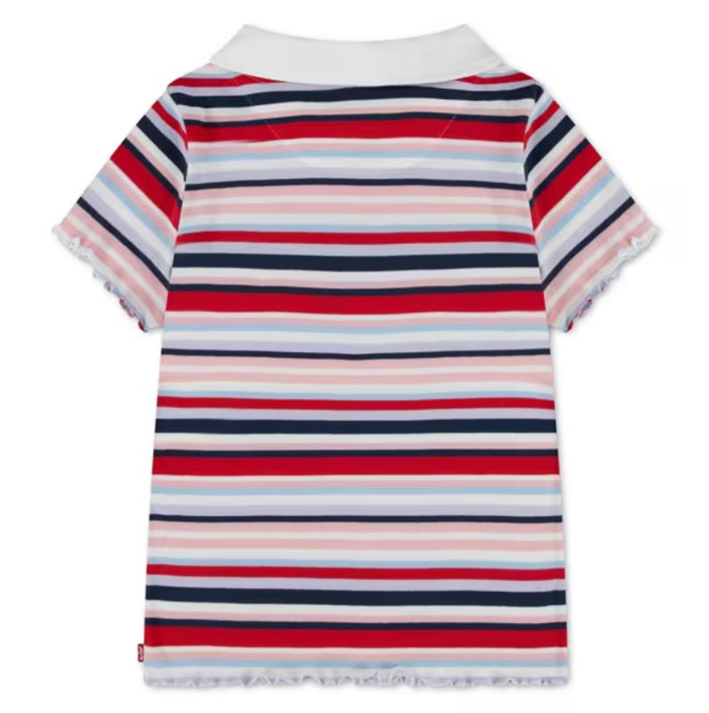 Teenager Ribbed Knit Striped Polo Top 4ER383-W0E