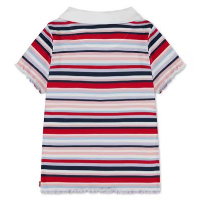 Teenager Ribbed Knit Striped Polo Top 4ER383-W0E