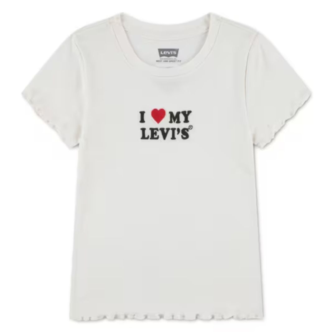 Teenager I Heart My Levi's Ribbed Top 4ER400-W0E, Colour: Egret-White, Size: 10Y