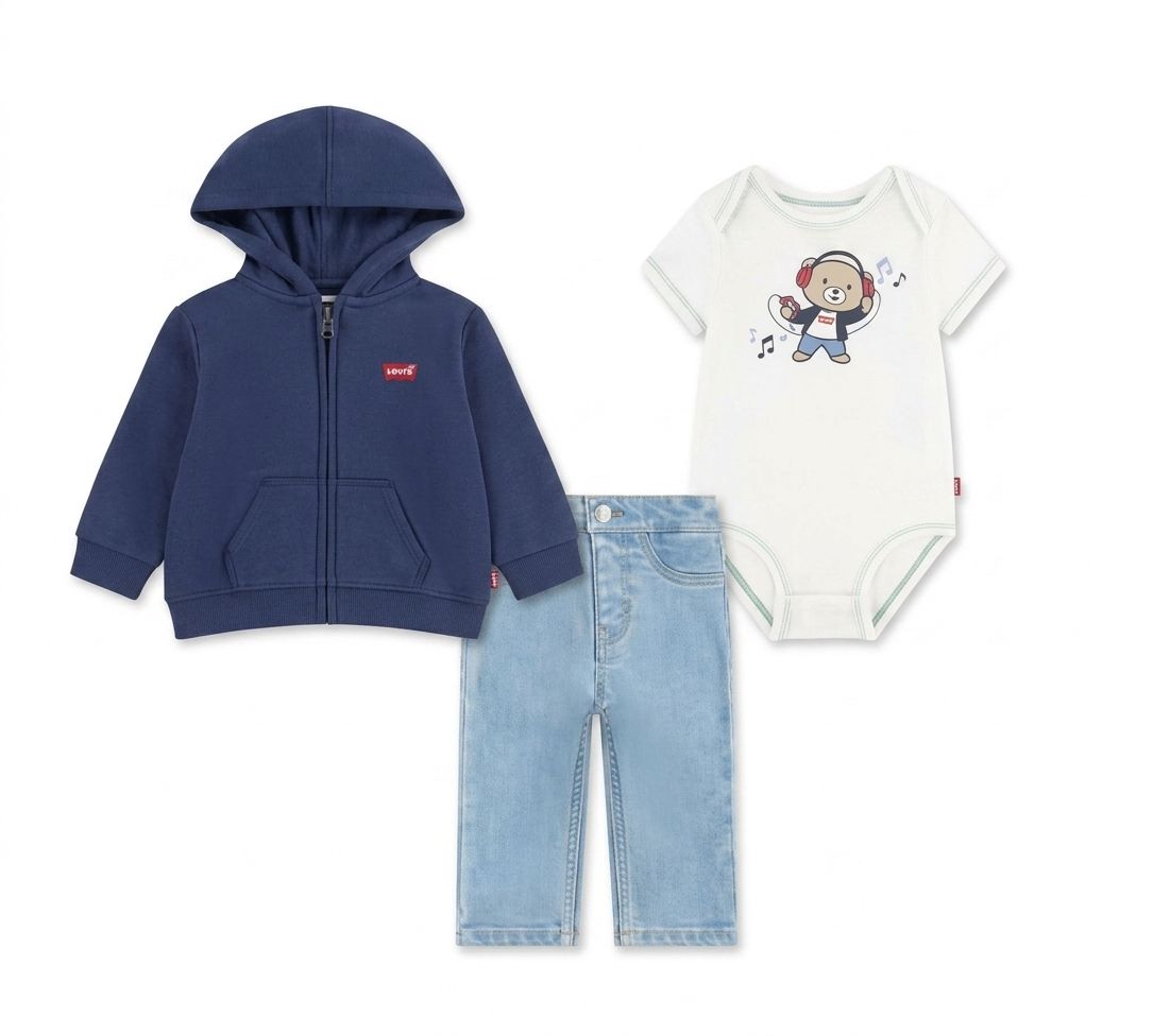 Baby 3 Pieces Full Zip Hoodie Set 6ER557-BCF, Colour: Naval Academy, Size: 6M