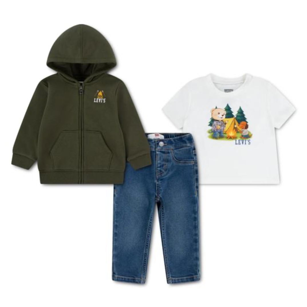 Baby 3 Pieces Full Zip Hoodie Set 6ER558-E3V, Colour: Green, Size: 6M