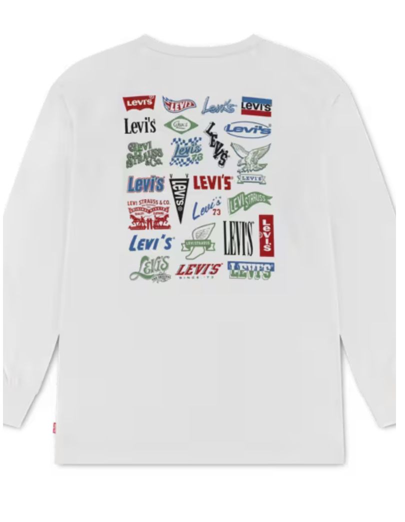 Kids Heritage Logos Long Sleeve Tee 8ER445-W0E, Colour: Egret, Size: 4Y