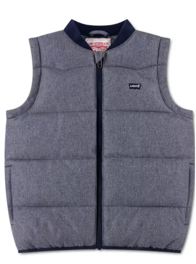 Kids Batwing  Emb Puffer Vest 8ER931-BCF, Colour: Blue, Size: 4Y