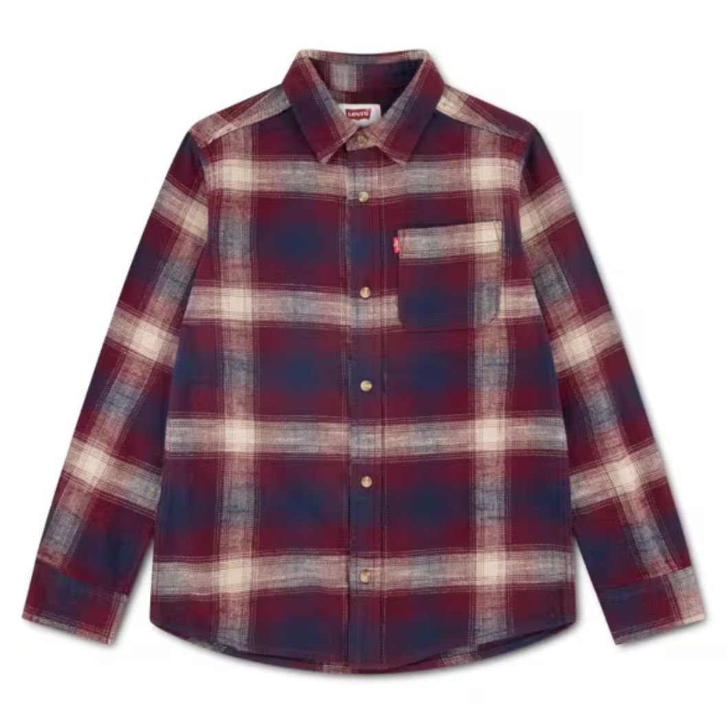 Teenager Shadow Plaid Shirt 9ER927-RC9, Colour: Tawny Port, Size: 10Y