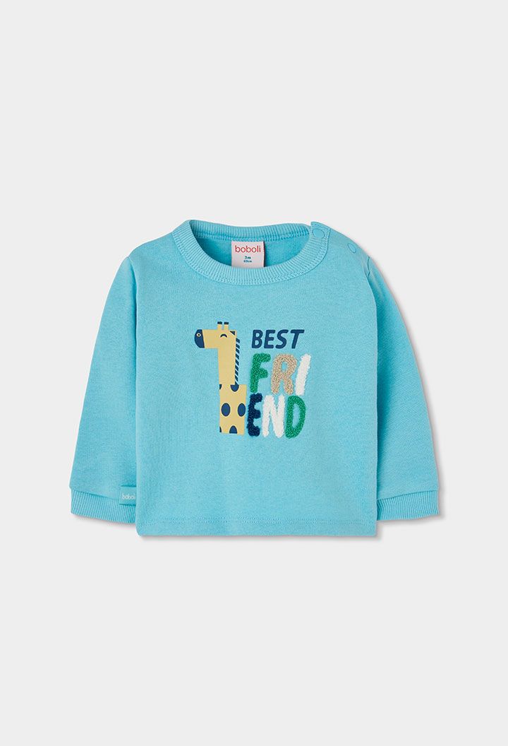 Baby Green Fleece Sweatshirt with Giraffe | 264114, Size: 6M