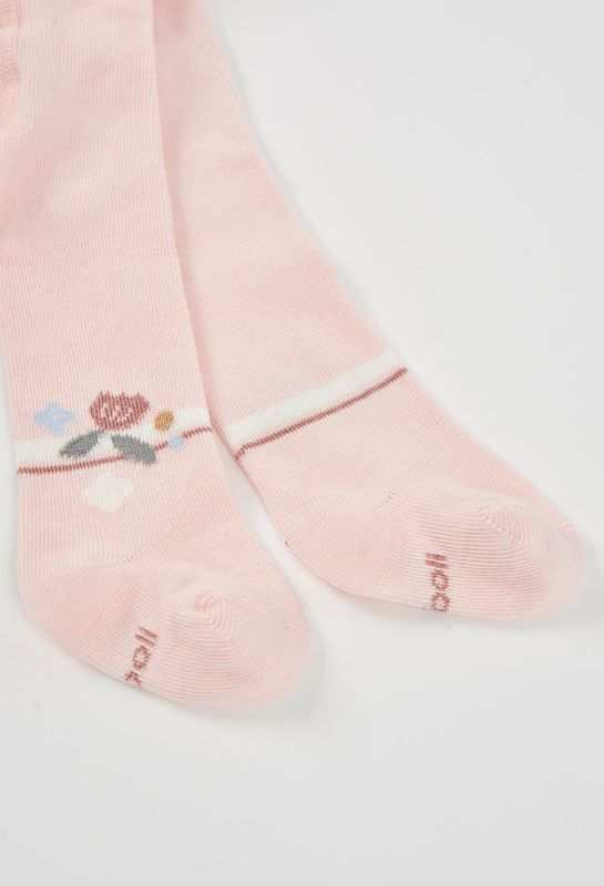 Baby Girls Pink Floral Print Tights | 114040