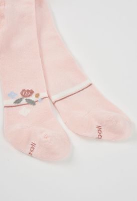 Baby Girls Pink Floral Print Tights | 114040