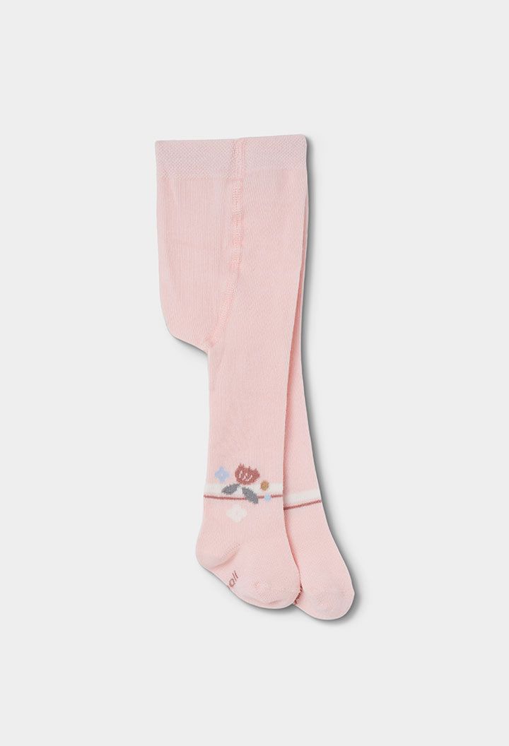 Baby Girls Pink Floral Print Tights | 114040, Size: 6M