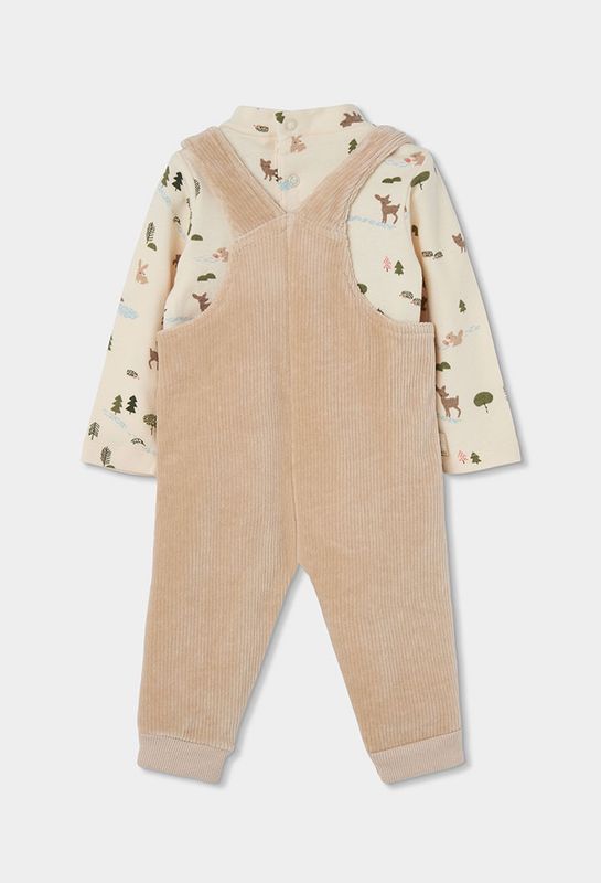 Baby Boy Forest Print Beige Knitted Set | 224042