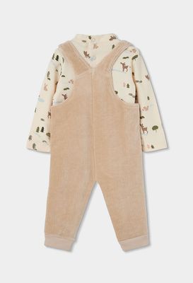 Baby Boy Forest Print Beige Knitted Set | 224042