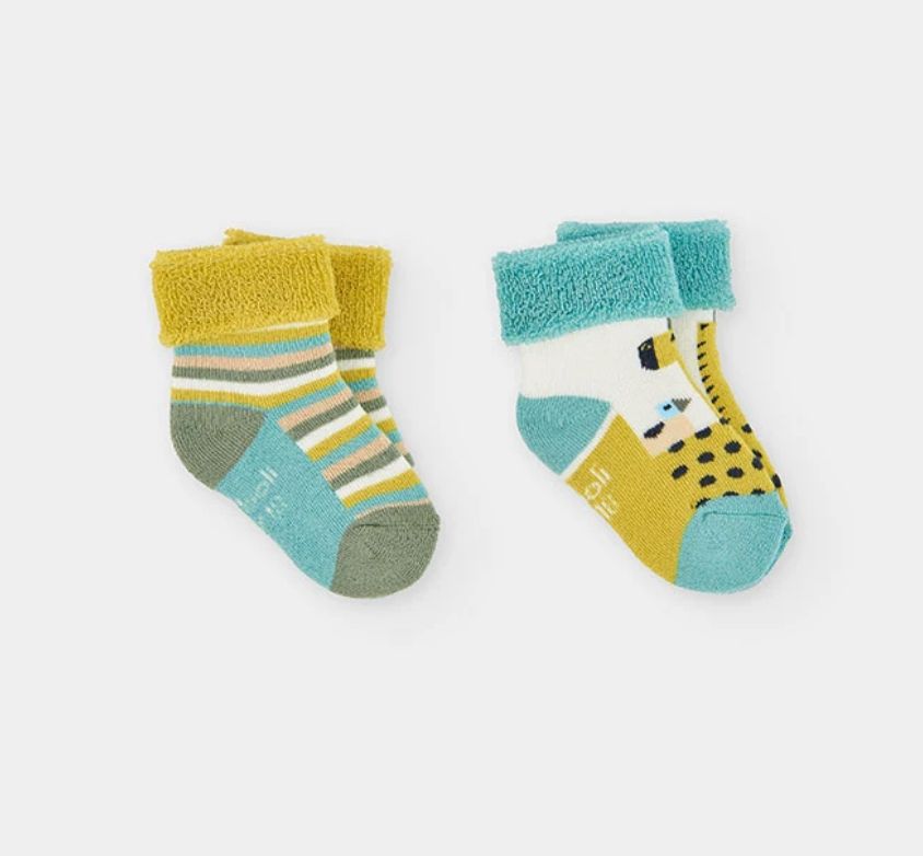 Pack of White Baby Socks with Giraffe Print | 294005, Size: 16/18 (0-6m)