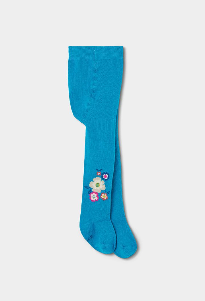 Floral Print Green Tights | 314109, Size: 2Y
