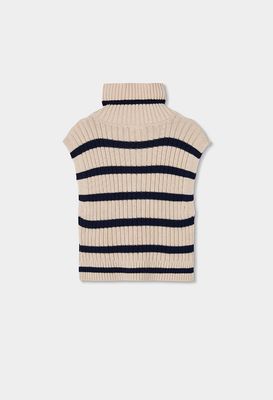 Girls Ecru Striped Embroidered Heart Gilet | 404121