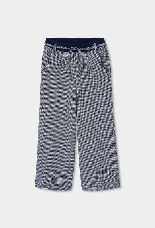 Girls Navy Blue Herringbone Knit Trousers | 414065