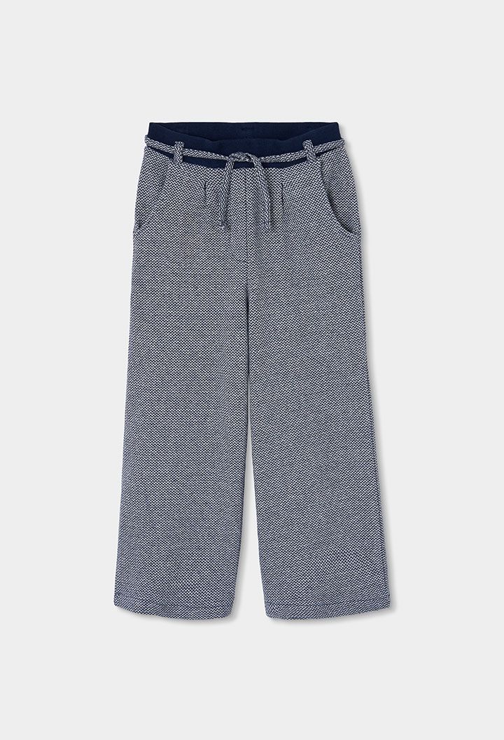 Girls Navy Blue Herringbone Knit Trousers | 414065, Size: 6Y