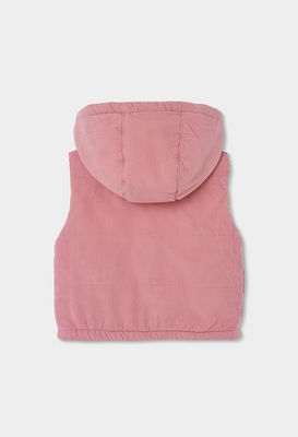 Girls Pink Hooded Corduroy Gilet | 424178