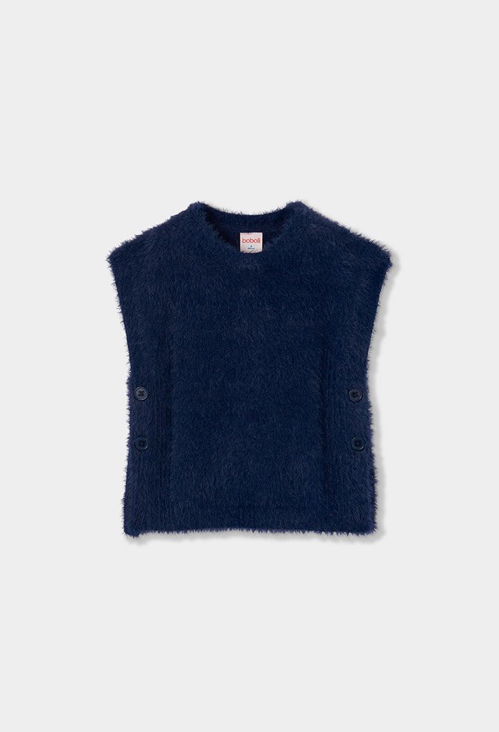 Girls Navy Blue Slipover with Buttons | 414043, Size: 6Y