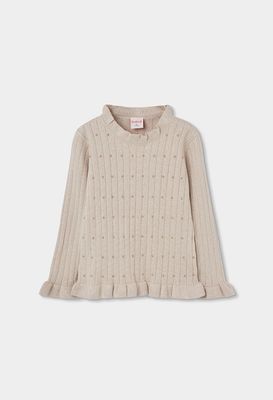Girls Gold Jumper with Lapel Collar &amp; Studs | 784098
