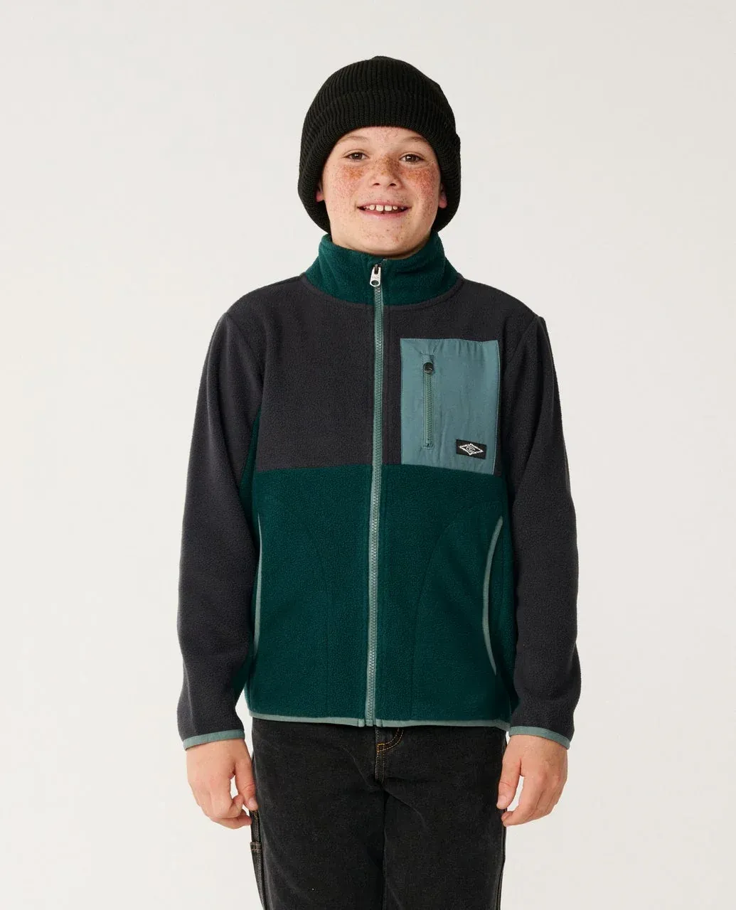 Boys Raw Energy Block Fleece - Blue/Green, Size: 10Y, Style: 02MBFL/0076
